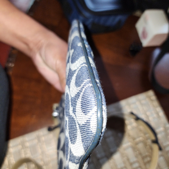 Coach Signature Denim Adjustable Crossbody Bag W/Coin Pouch (7.5" W x 8.5"H) - Picture 12 of 16